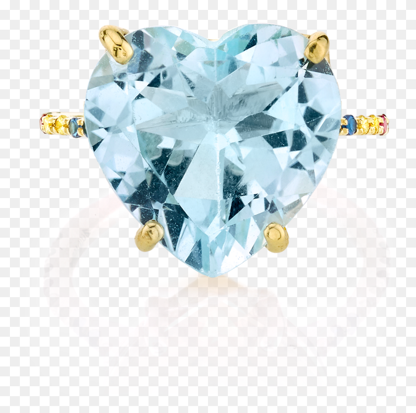 Blue Topaz And Rainbow Heart Ring Diamond Hd Png Download 1334x1261 Pngfind