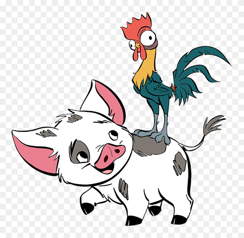 Disney Moana Pua Png Cartoon Moana Pua And Heihei Transparent Png 761x738 Pngfind