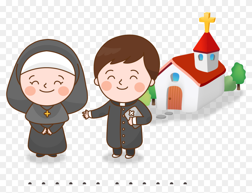 Child Priests Nuns Illustration Church Cartoon Clipart - Nuns And Priests  Cartoon, HD Png Download - 1883x1256(#6857203) - PngFind