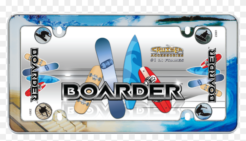 Boarder License Plate Frame Chrome Plated Plastic