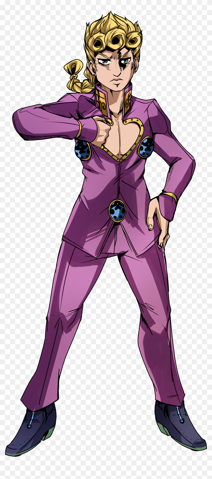 Jojo S Bizarre Adventure - Giorno Giovanna Long Hair, HD Png Download -  3778x8595(#6869290) - PngFind