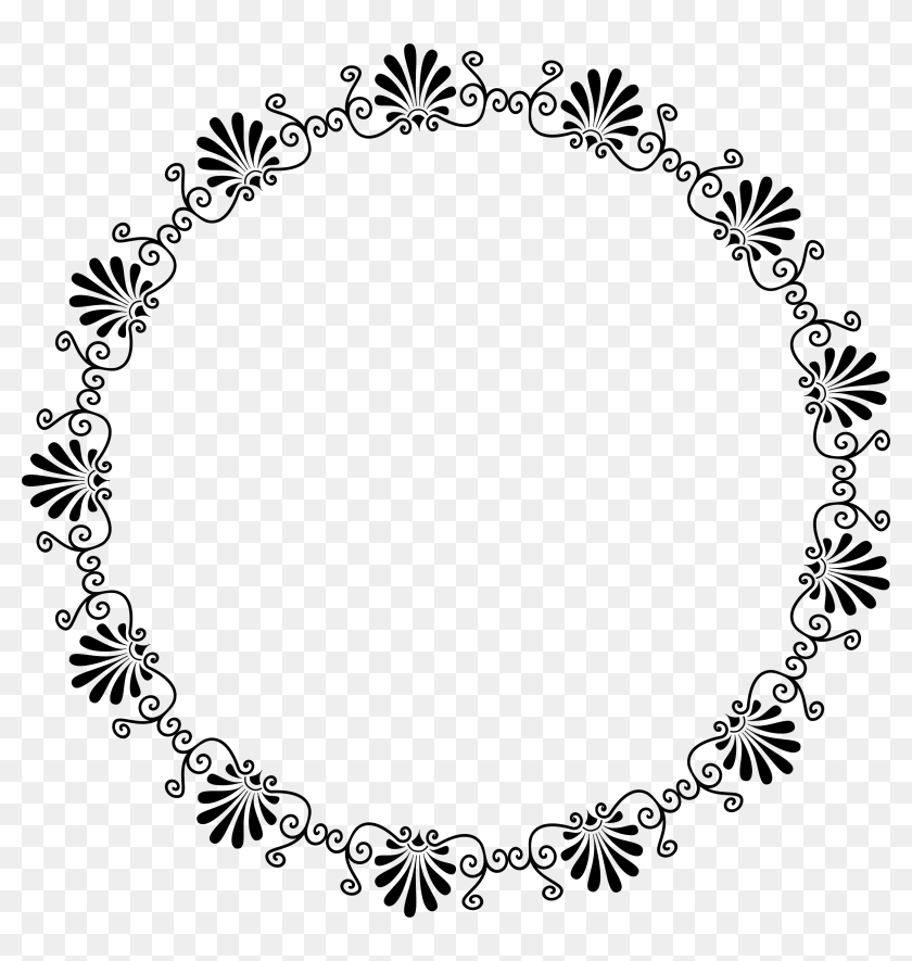 Vignette Decorative Frame Clipart - Round Border Black And White, HD ...
