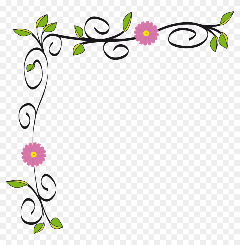Flower Border Line Png - Flower Border Line Design, Transparent Png