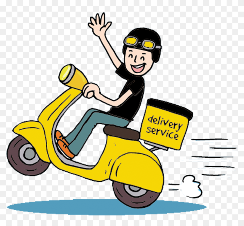 Motorcycle Food Delivery Cartoon, HD Png Download - 1000x1000(#6891893