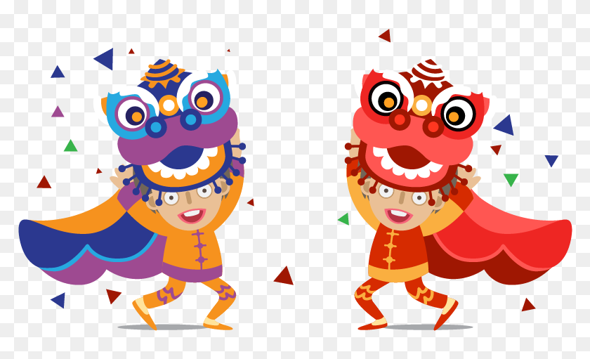 Transparent Happy Eyes Clipart - Chinese Lion Dance Cartoon, HD Png  Download - 790x431(#6914475) - PngFind