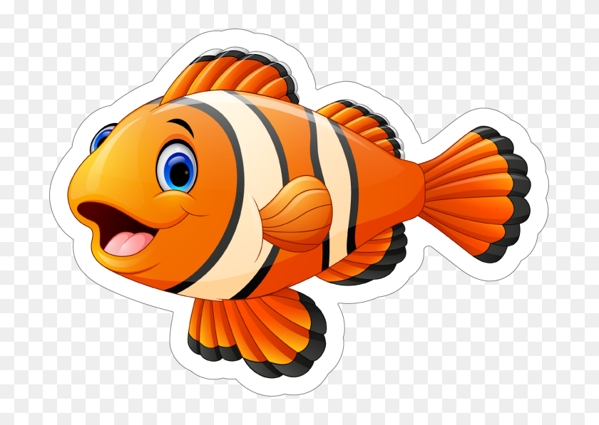 Clown Fish Sticker - Fish Cartoon Set, HD Png Download - 701x517(#6916558)  - PngFind