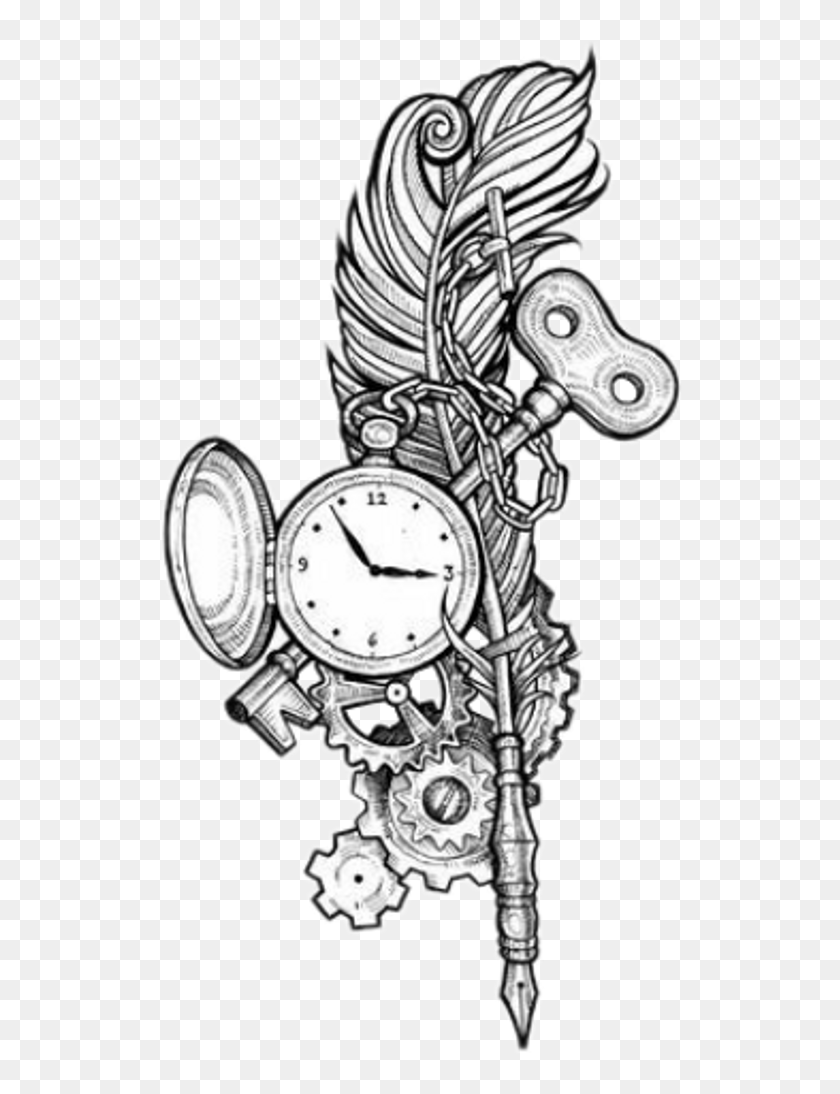 Flowers and clock tattoo idea | TattoosAI