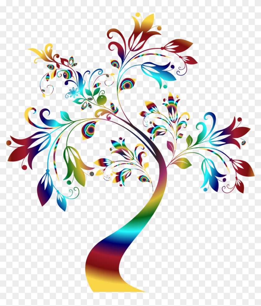 Colorful Floral Design Png - Transparent Tree Clipart Black And White, Png  Download - 2096x2352(#730089) - PngFind