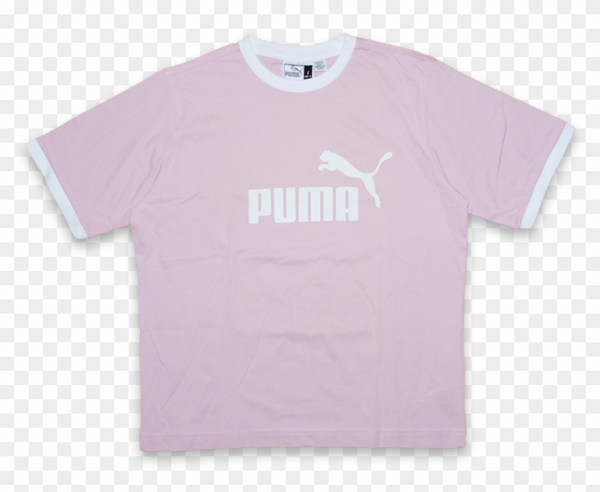 pink and white puma shirt