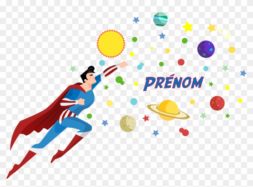 Sticker Prenom Personnalise Superhero Planetes Ambiance Superhero Vector Free Hd Png Download 10x10 Pngfind
