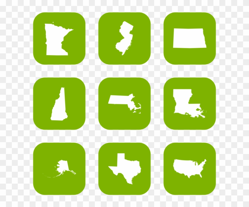 States Icon In Style Flat Rounded Square White On Green - Rosslare ...