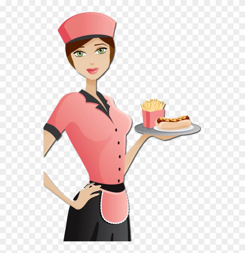 Waiter And Waitress Cartoon, HD Png Download - 618x800(#771310) - PngFind
