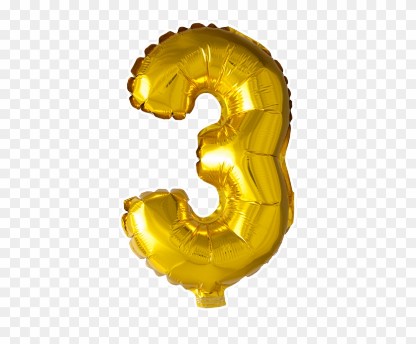 gold number 3 balloon