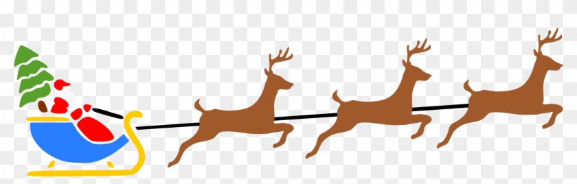 Cartoon Reindeer Pulling A Sleigh, HD Png Download - 1253x340(#793926) -  PngFind