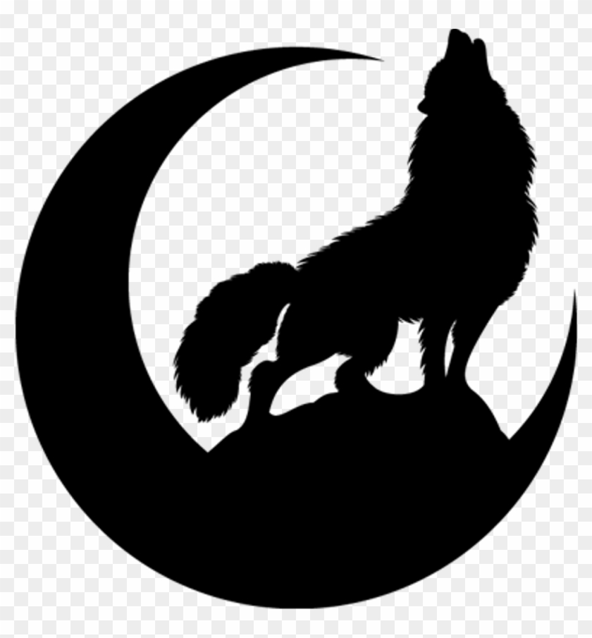 Wolf Moon Black Night Silhouette - Wolf Logo Decal, HD Png Download ...