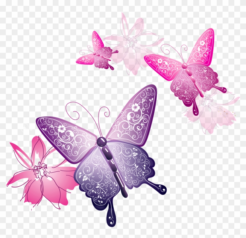 Transparent Butterfly Decorative Clipart Pink And Purple