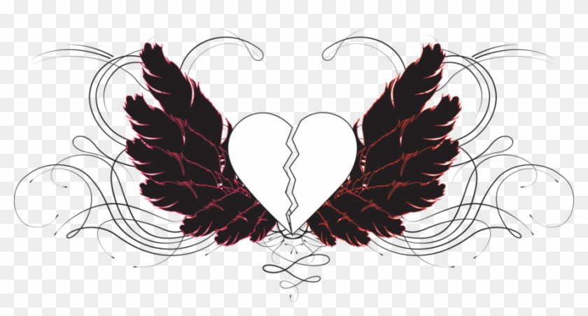 Emo Heart Drawing Realistic Emo Broken Heart Drawings Hd Png Download 900x442 Pngfind
