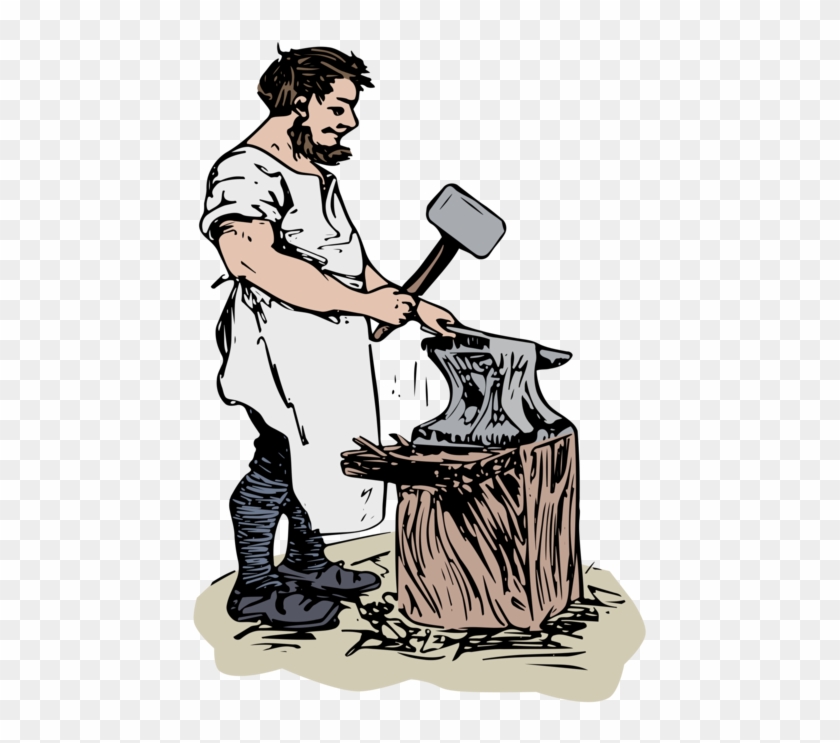 Issi 2018 Blacksmith Hammer Drawing Anvil - Drawing Of A Blacksmith, HD