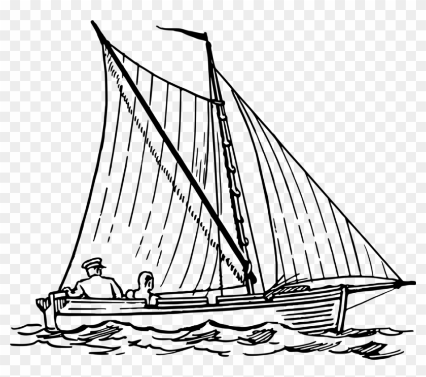 Sailboat Sailing Ship Drawing - Sailing Black And White Clip Art, HD