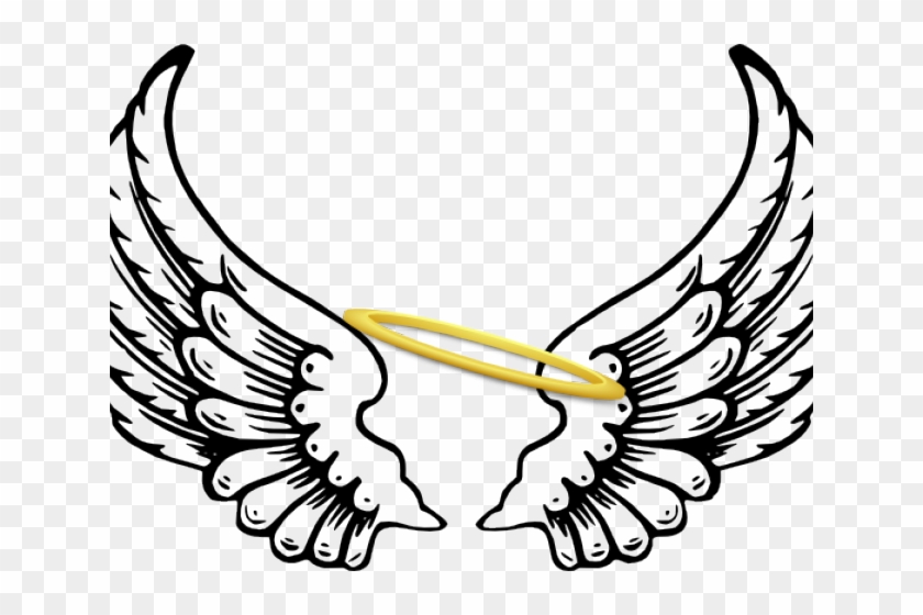 Drawn Angel Halo Angel Wings Png Outline Transparent Png